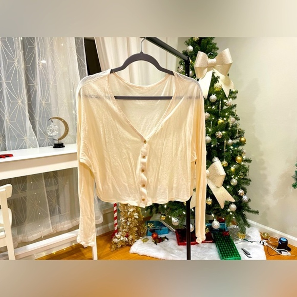 Sheer Ivory Cardigan with Delicate Button Detail